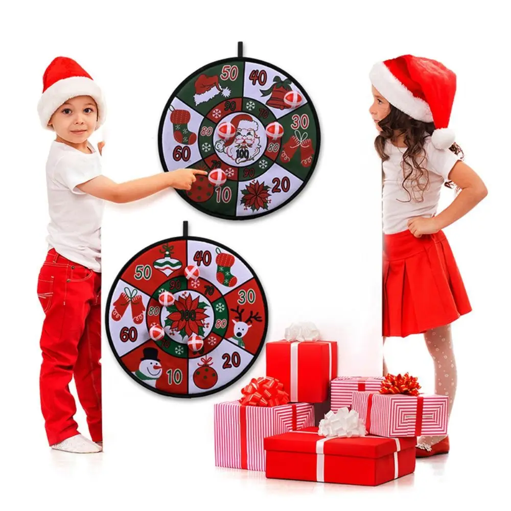 

New Year Wall-Mounted Darts Game Round Green Christmas Sticky Ball Toddler Toys Red Dart Plaything Indoor