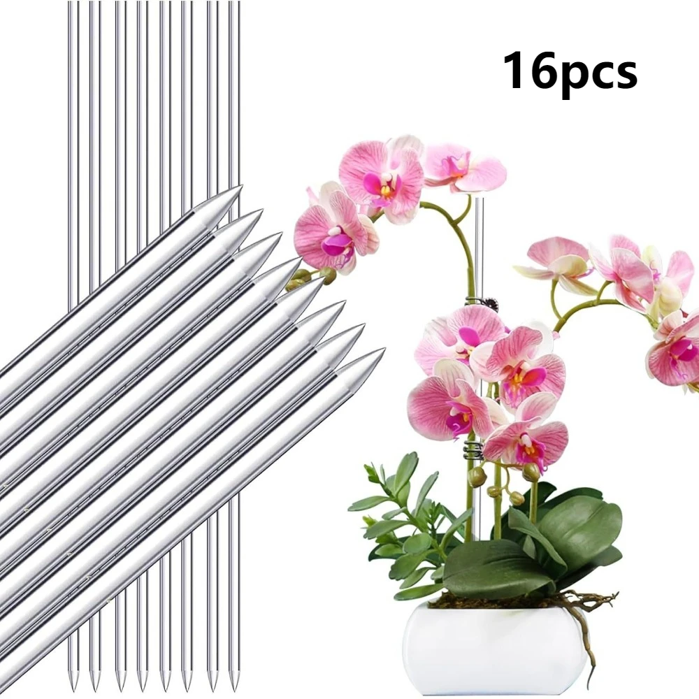 16pcs Stable Acrylic Potted Plant Stakes Waterproof Grow Upright Clear Orchid Sticks Clear Plant Support Flower Potted