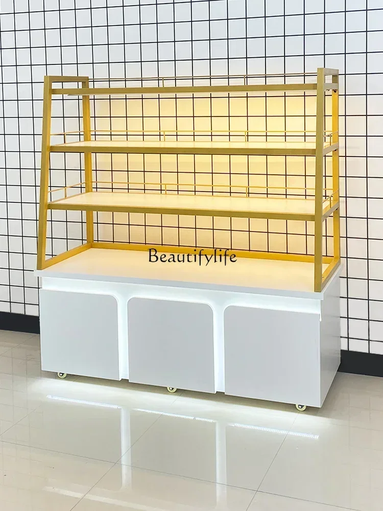 Bread Display Cabinets Cake Pastry Shop Baking Side Island Cabinet Biscuit Toast Display Rack