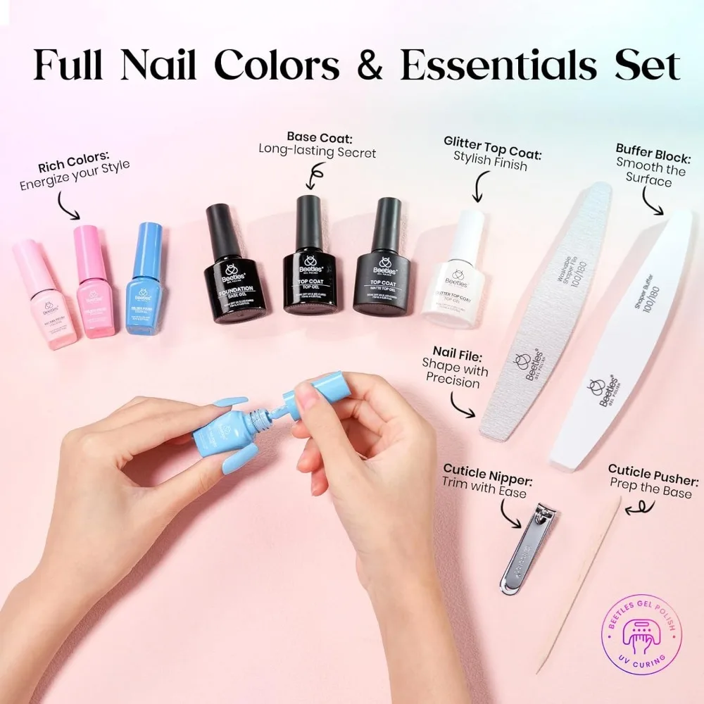 36 Color Gel Nail Polish Set with Base & Top Coats - UV LED Soak Off for Manicure Salon DIY Women Gift