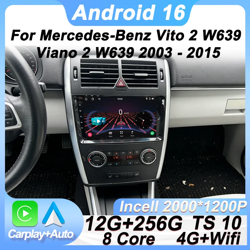 

Для Mercedes Benz Vito 2 W639 Viano 2 W639 2003-2015 Автомобильный видеомультимедийный плеер Навигация GPS 5G WIFI Android 16 Автомобильный радиоприемник