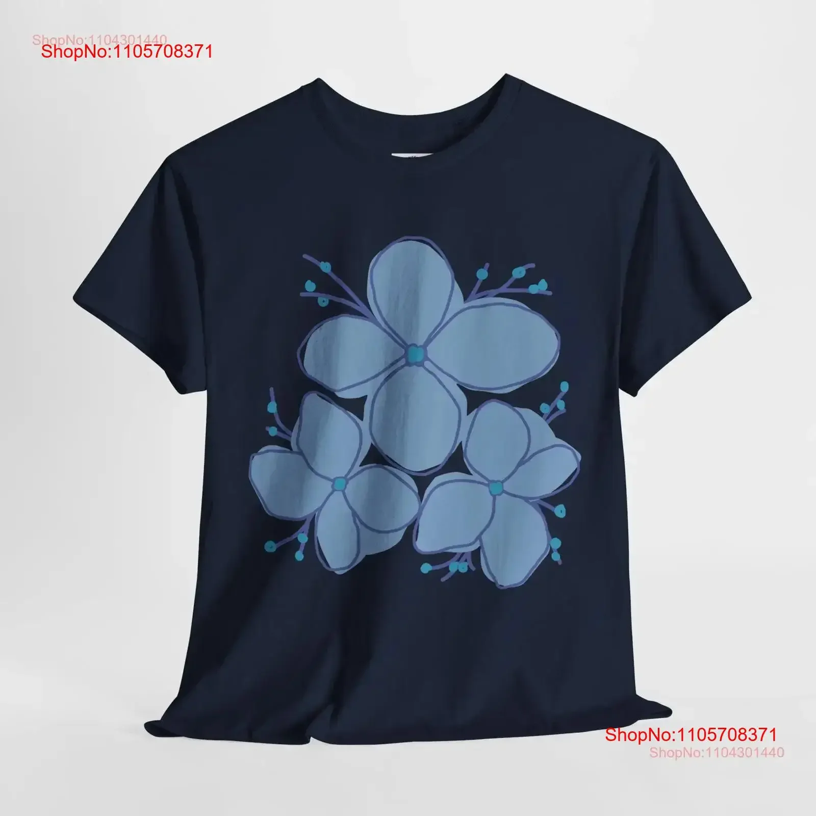 Blue Blossoms Serenity T Shirt Tranquil Floral Design vintage Washed Breathable Stretched Versatile designer clothes fashion