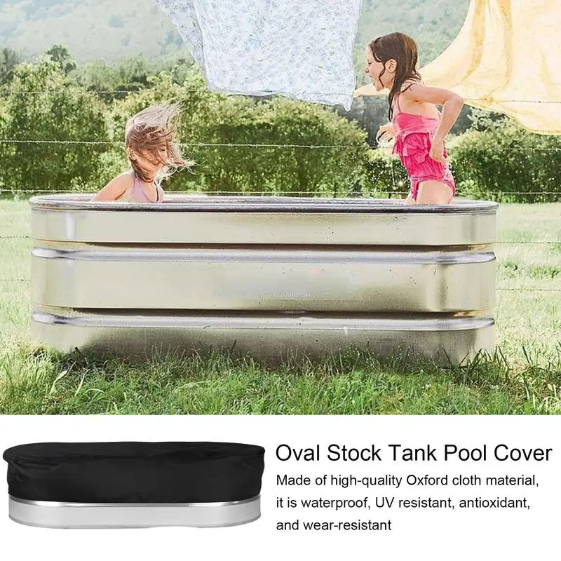 4/6/8 FT Stock Tank Covers Pool Cover Protector Tank Pool Covers Oxford Cloth Tank Cover Dustproof & Waterproof Hot Tub Cover