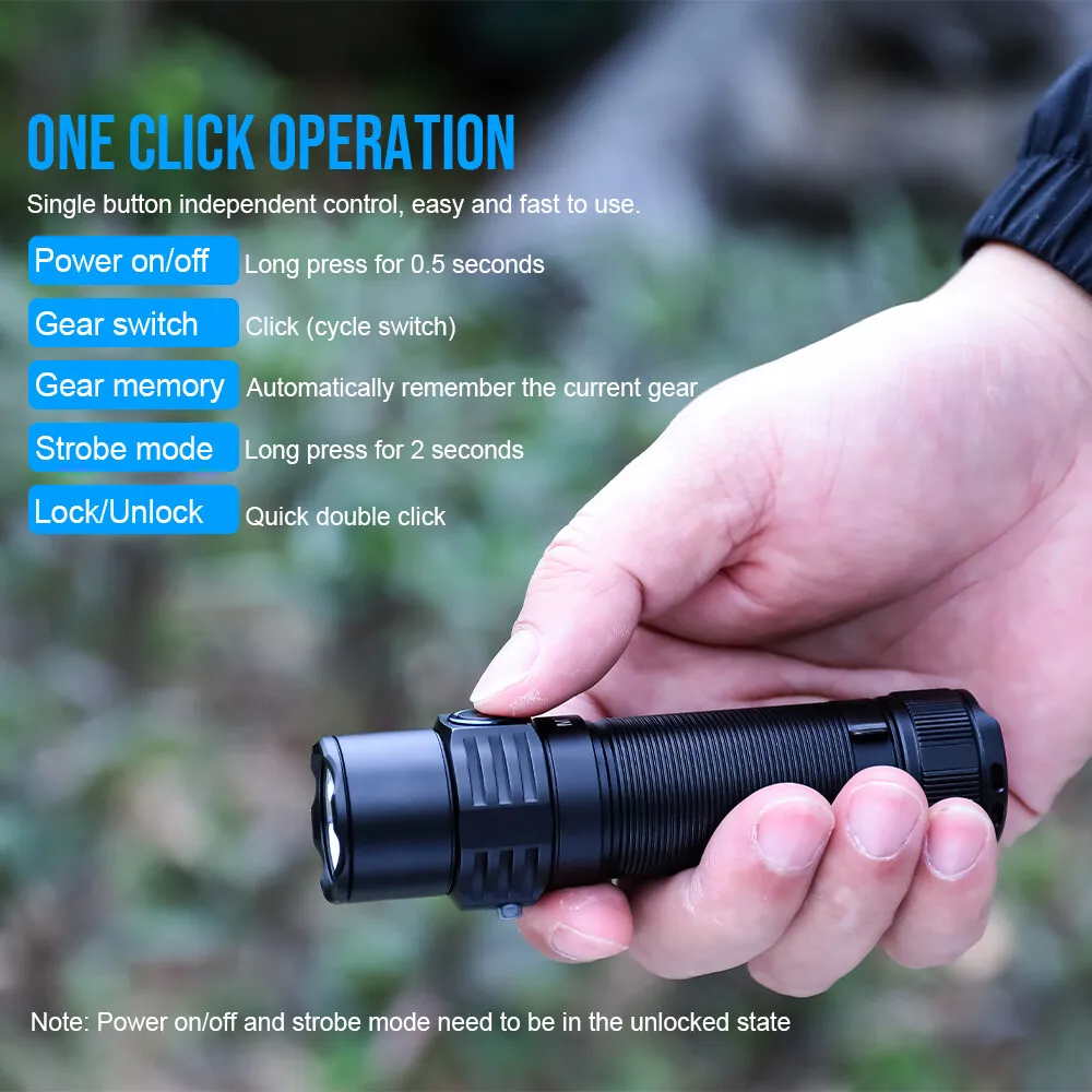 Trustfire MT22 2250 Lumens Magnetic Tactical LED Flashlight Rechargeable Waterproof IP68 EDC Camping Hiking Cycling Emergency Work Light Outdoor Self Defense