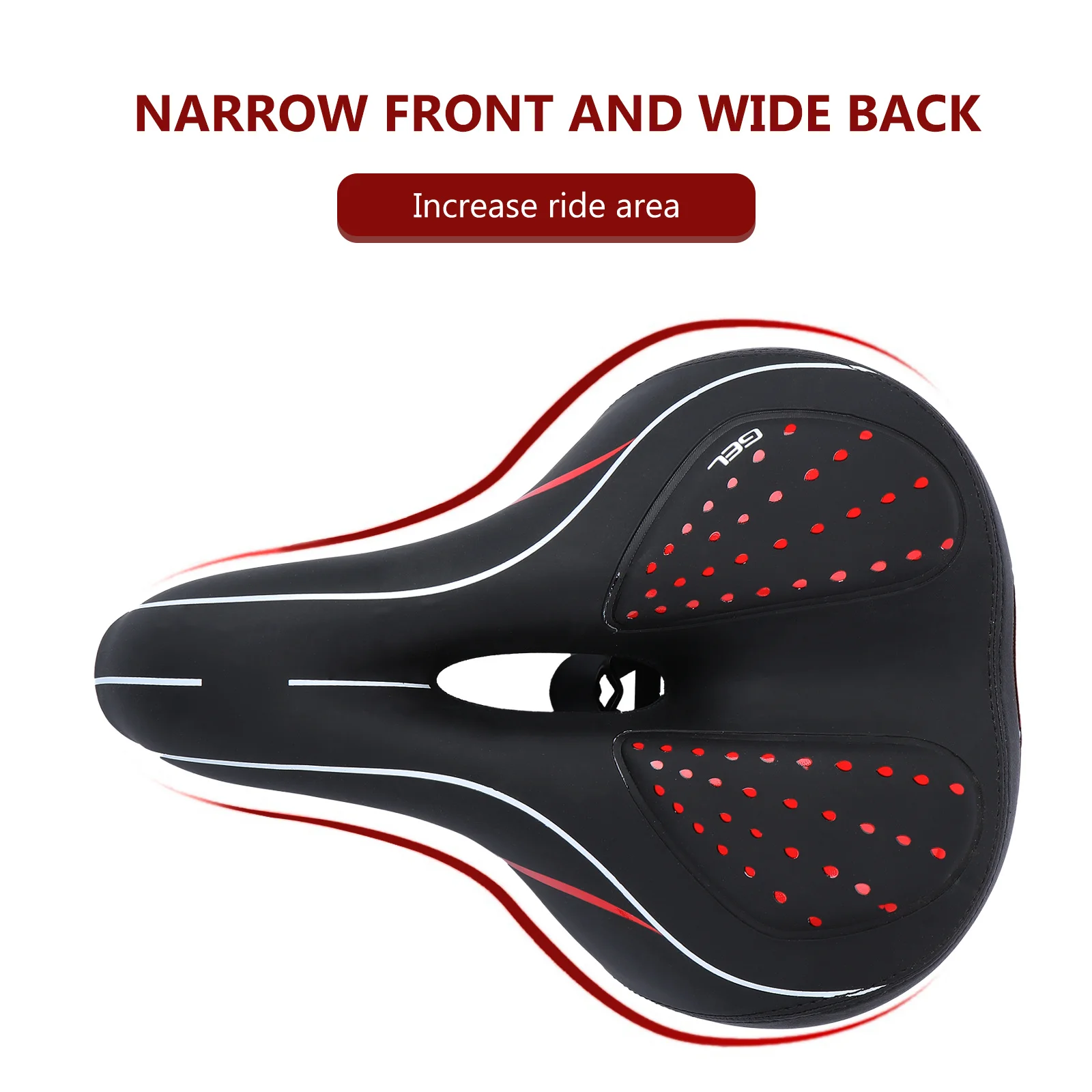 

Silicone Bike Saddle Thickened Mountain Bike Seat Cushion Breathable Riding Seat Cushion Lightweight Shockproof Red Black