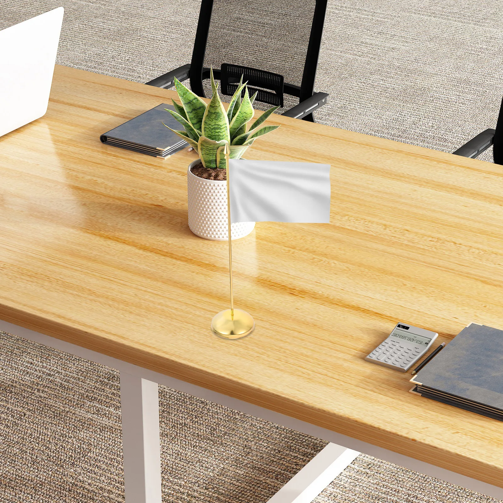 Desktop Flag Pole Holder Metal Table Base Straight Rod Design Small Flag Stand for Office Meeting Display Indoor Flagpole Base