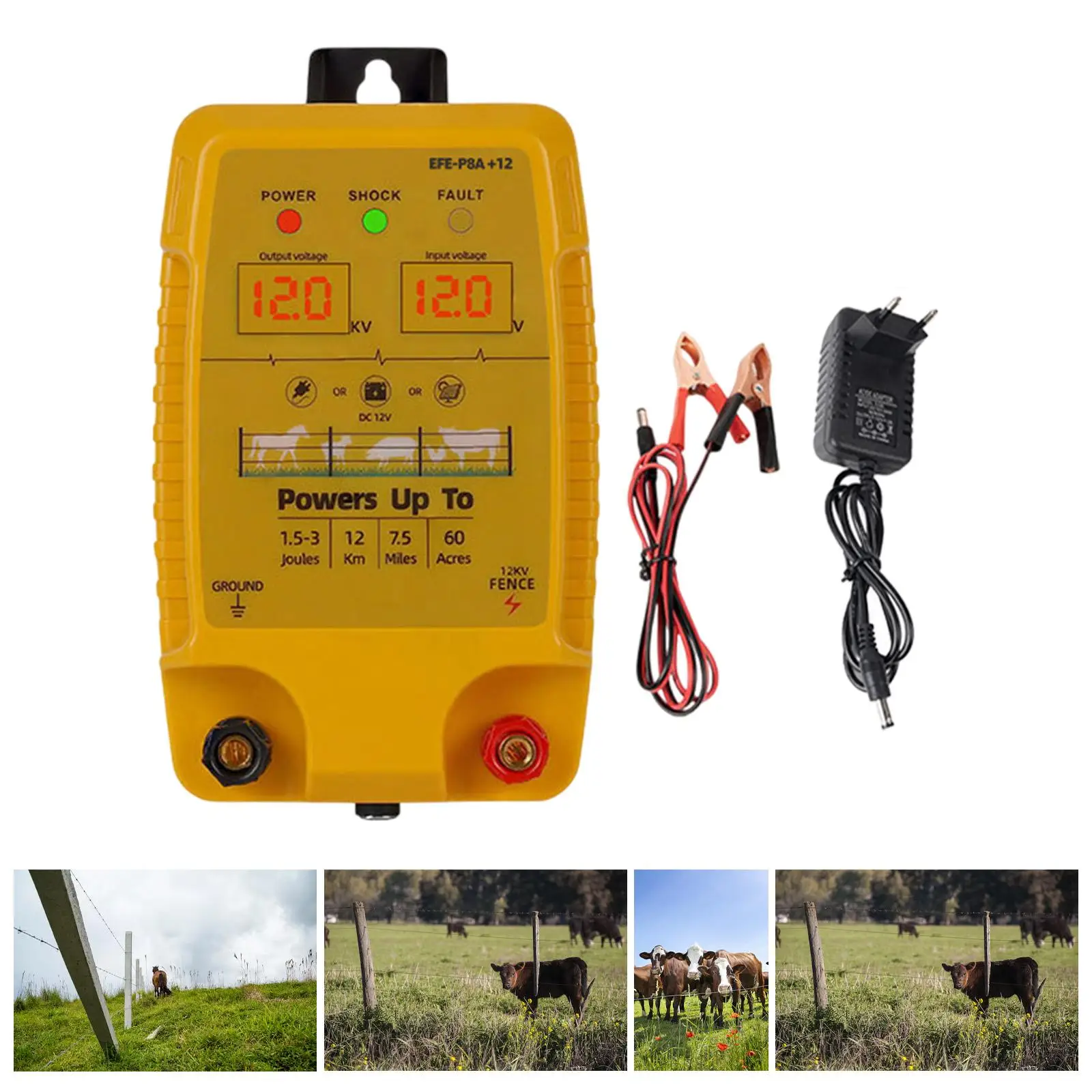 

Electric Fence Energizer Compact Sturdy Controller for Garden Lawn Livestock