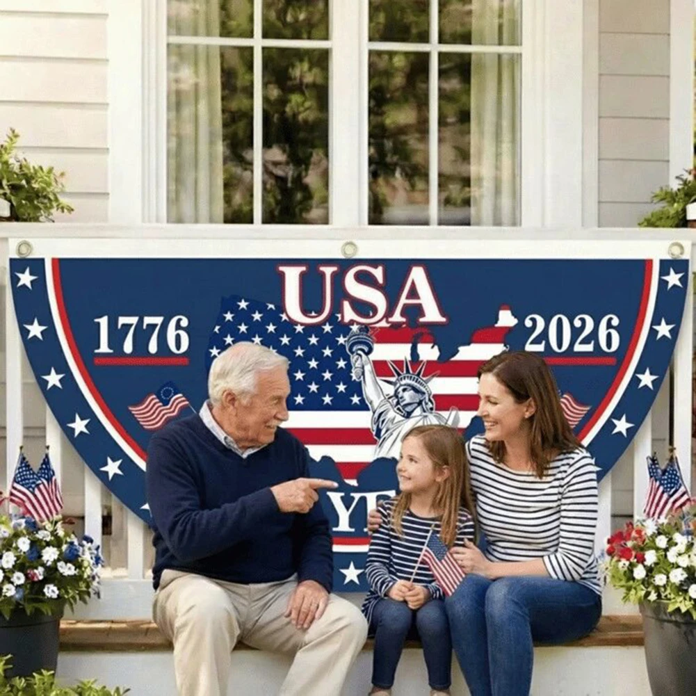 250th Anniversary USA Flag,American Pleated Fan Flag For Porch,1776-2026 Commemorative 4th Of July Yard Sign Garden Flag