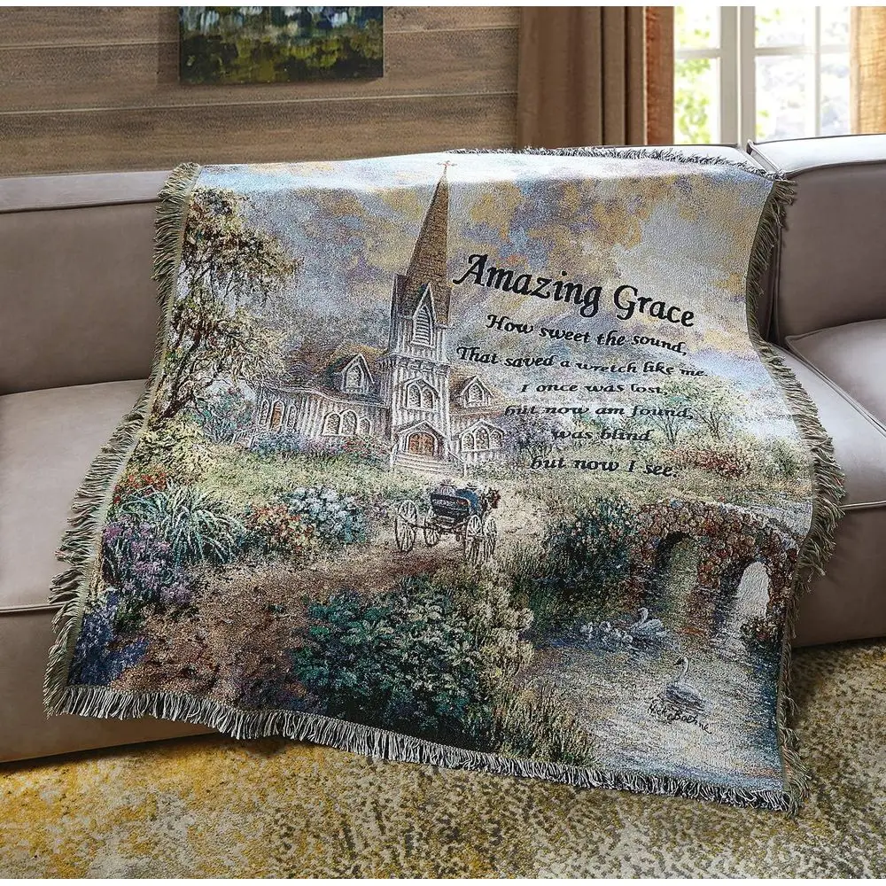 

Bible Verse Tapestry Throw - 50x60 Religious-Themed Fringed Woven Blanket for Comfort & Inspiration