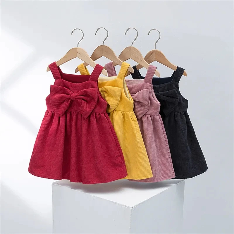 Girls Corduroy Dress Autumn Winter New Casual Korean Baby Sling Princess Dress Children Skirt