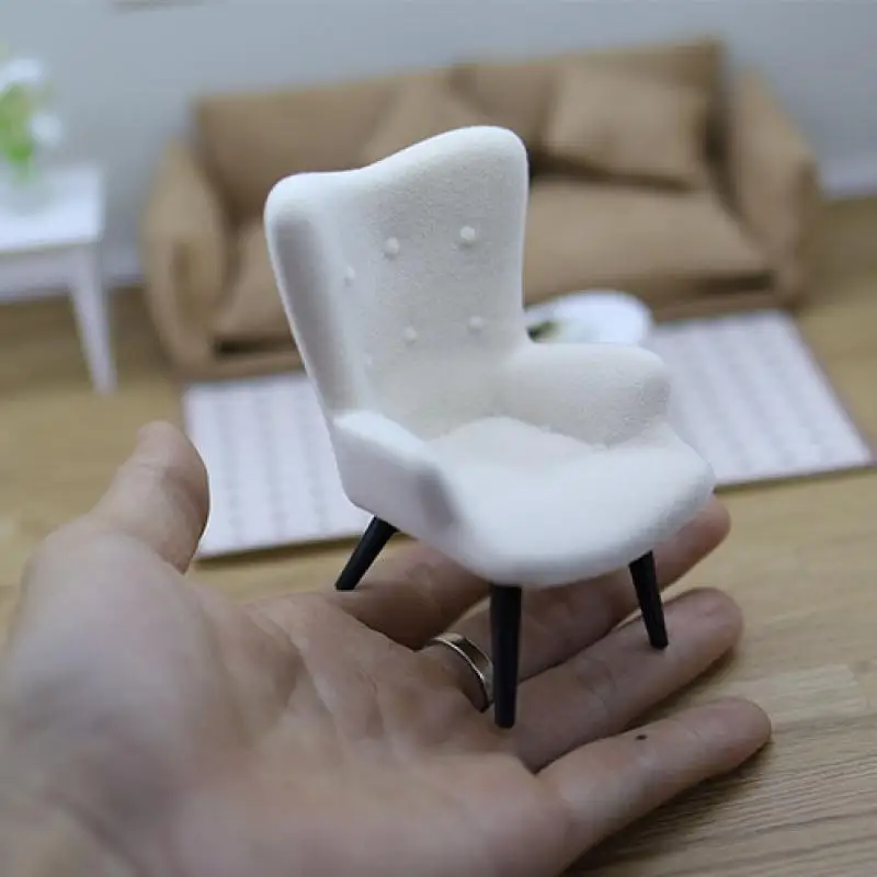 1 peça 1/12 casa de bonecas mini sofá de pelúcia cadeira mesa lateral modelo de móveis para casa de boneca decoração simulação sofá de uma pessoa