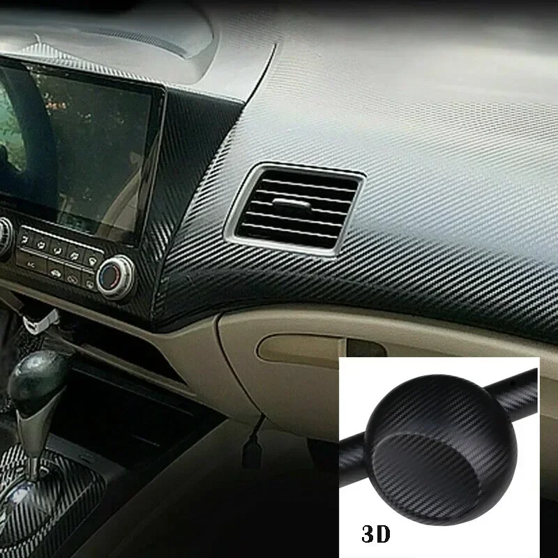 1 Juego de calcomanías interiores de coche con patrón de fibra de carbono 3D embellecedor para Honda Civic 2006-2011 Kit brillante piezas accesorios embellecedor envolvente Interior