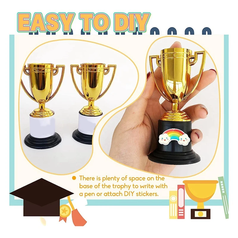 24 Pack Mini Trophy For Kids Awards For Party Favors,Rewards,Sports,Competitions