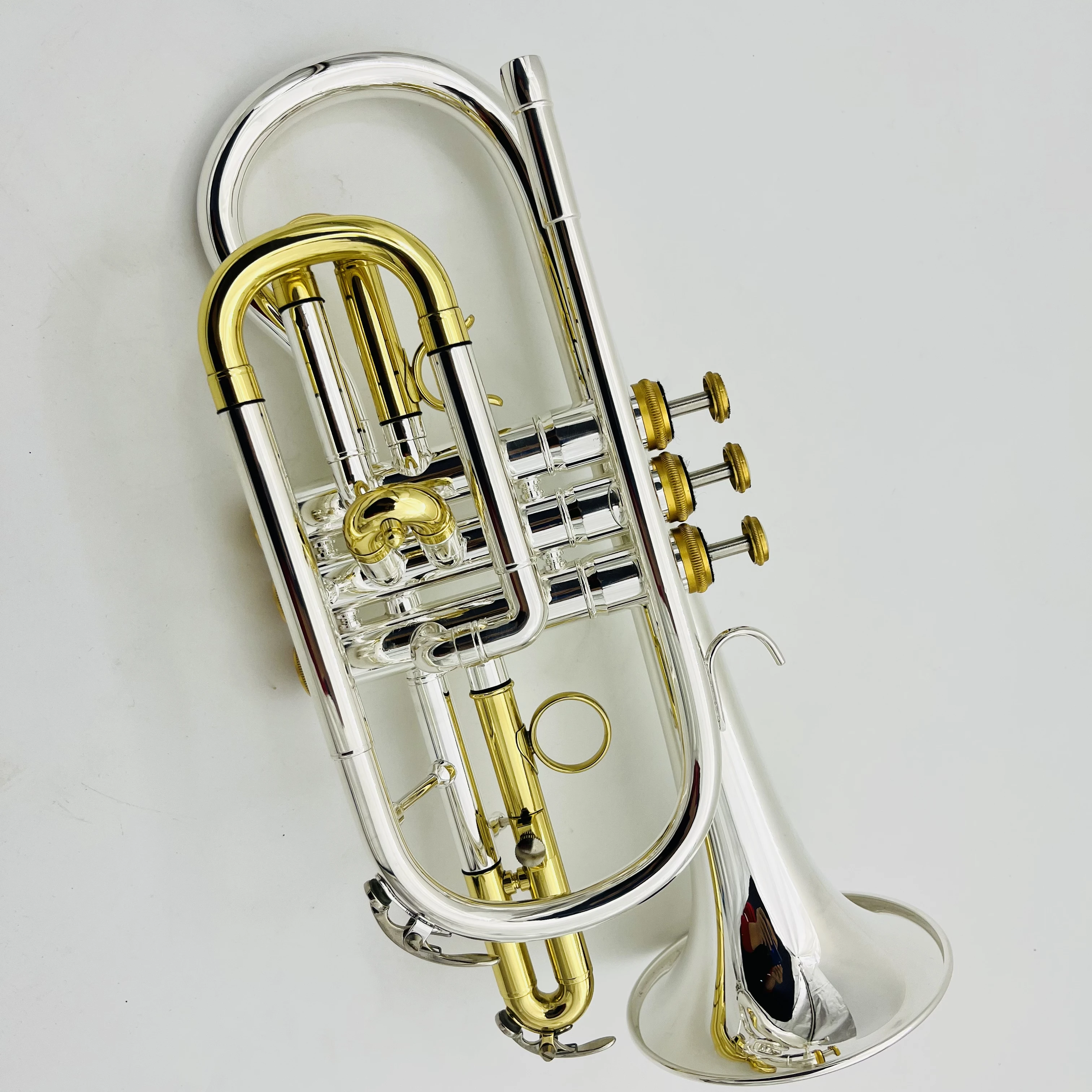 

Professional Silver and Gold Plated Cornet horn B-flat Professional Brass Instrument Trumpet With Case Accessories