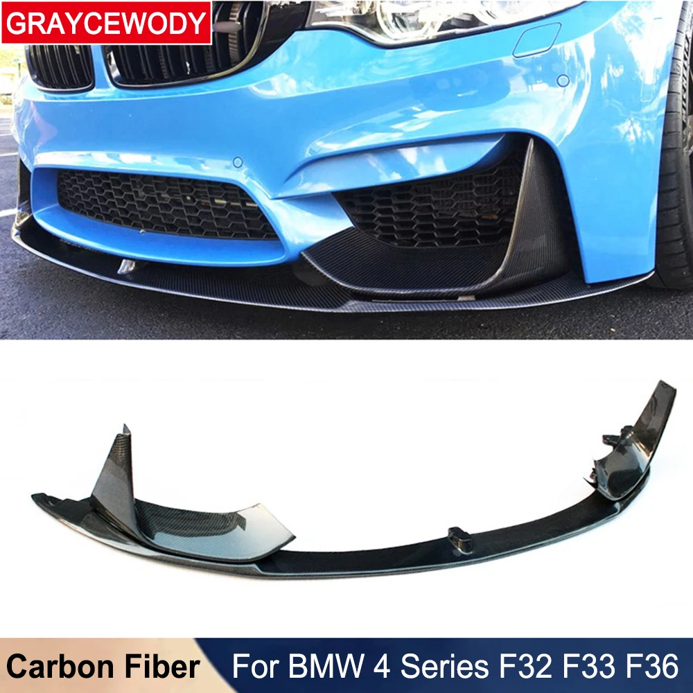 MP Style Real Carbon Fiber Car Front Bumper Lip Chin Shovel Splitter For BMW 4 Series F32 F33 F36 440i 425i 420i 2014-2017