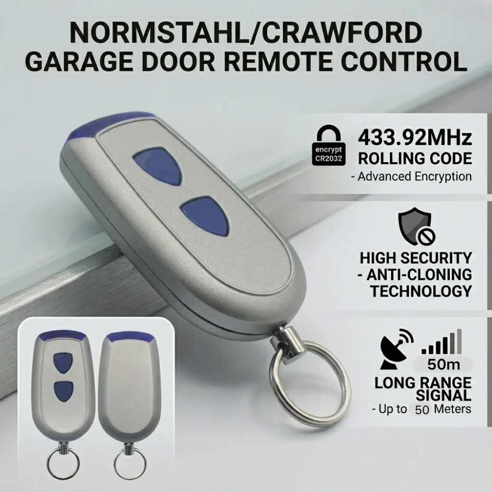 433.92MHz Rolling Code Garage Remote Control NORMSTAHL CRAWFORD Standard Steel T433-4 EA433 2KS 4KS RCU433-4 N002800