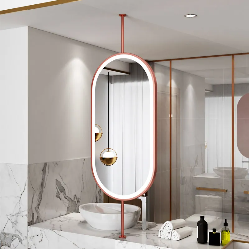 Up And Down Hanging Elliptical Ceiling Suspended Hanging Hotel Guesthouse Bathroom Mirror Bathroom Mirror Intelligent Mirror