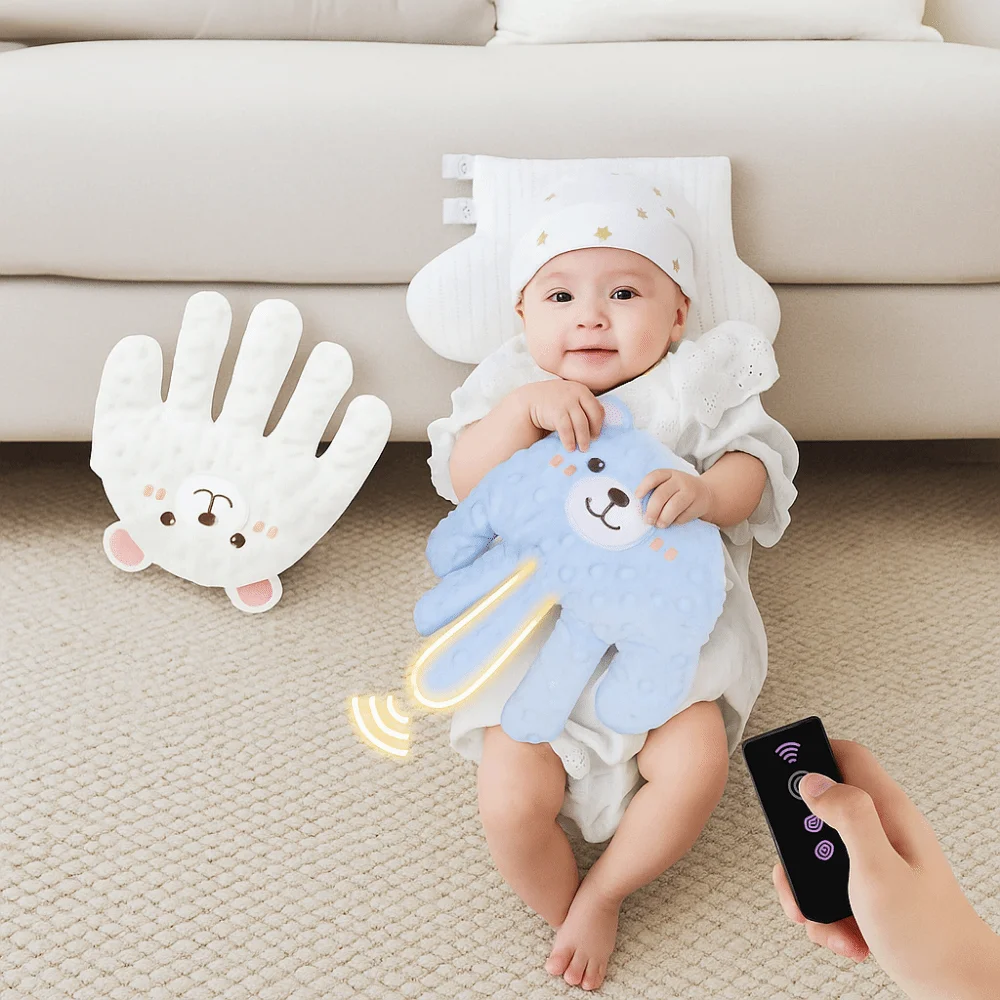 リモコン付き赤ちゃん用スリーピングパーム、自動スラップ機能付き人間工学に基づいたベビー睡眠補助枕、ハンドグローブ型電動スリーピングハンドピロー
