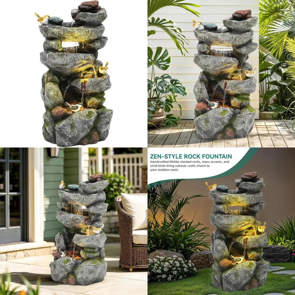 

Многоярусный уличный фонтан на 31,5 часа со светодиодной подсветкой и насосом, садовый фонтан-водопад для патио, крыльца или двора