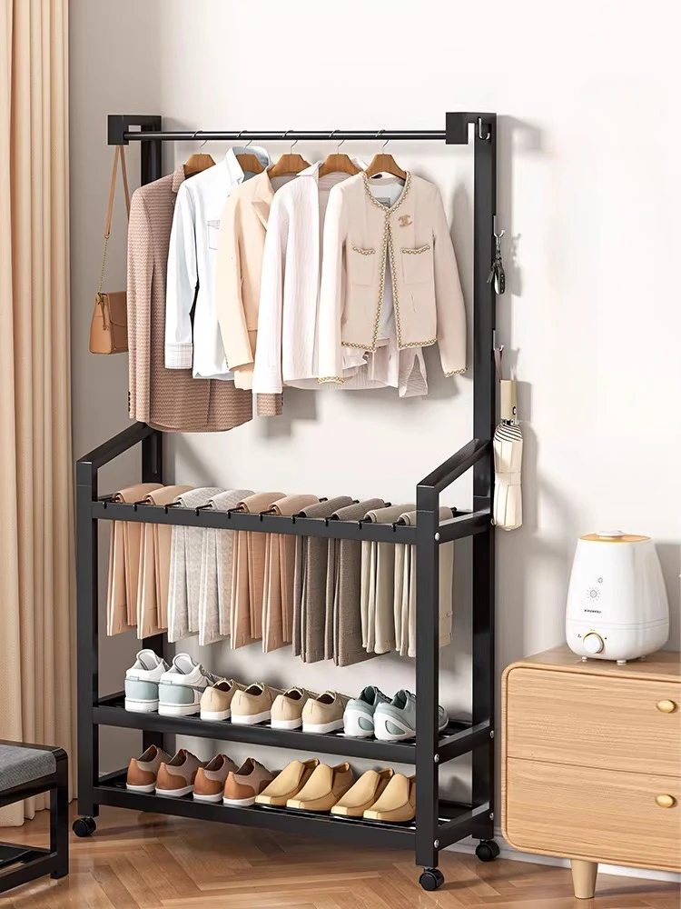 

Отдельно стоящая вешалка для одежды для домашнего использования, передвижная с колесиками, легкая роскошная вешалка для обуви, вешалка для одежды