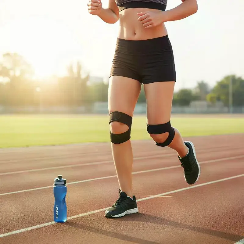 Knee Support Brace with Patellar Tendon Strap, Adjustable Shock Absorption Compression Sleeve for Basketball Running
