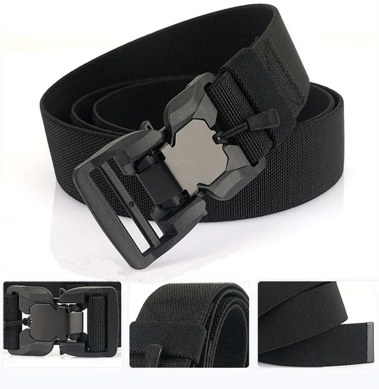 Metal Magnetic Buckle Quick Release Elastic Tactical Belt Army Outdoor Hunting Canvas Waist Belts Camping Sports Accessories