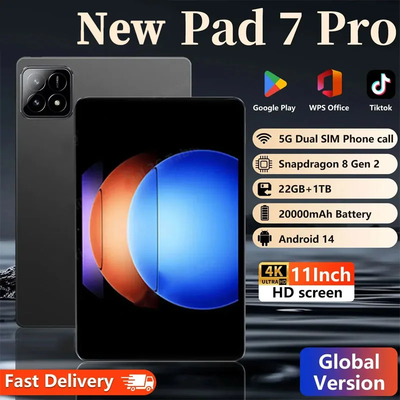 

2025 Global Version Original Xiao Tablets Pad 7 Pro Android 14 22GB+1T 20000mAh 5G Dual SIM Card WiFi GPS 11inch HD 4K Mi Tablet