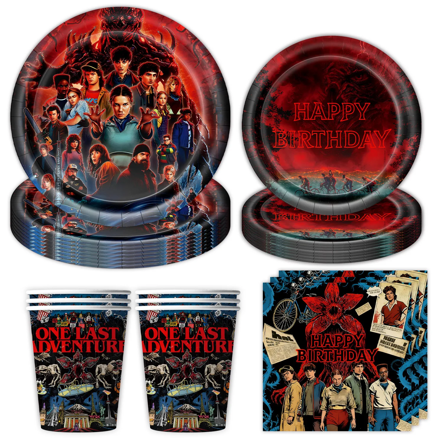 Kit de decoraciones para fiesta de cumpleaños, mantel, servilleta, taza, pancarta de cumpleaños, platos, globos, suministros para fiesta