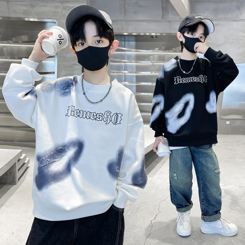 

2026 New Spring Children Cotton Sweatshirt for Boy Fashion Streetwear Outfit Kids Casual Printed Long Sleeve Hoodie Outerwear