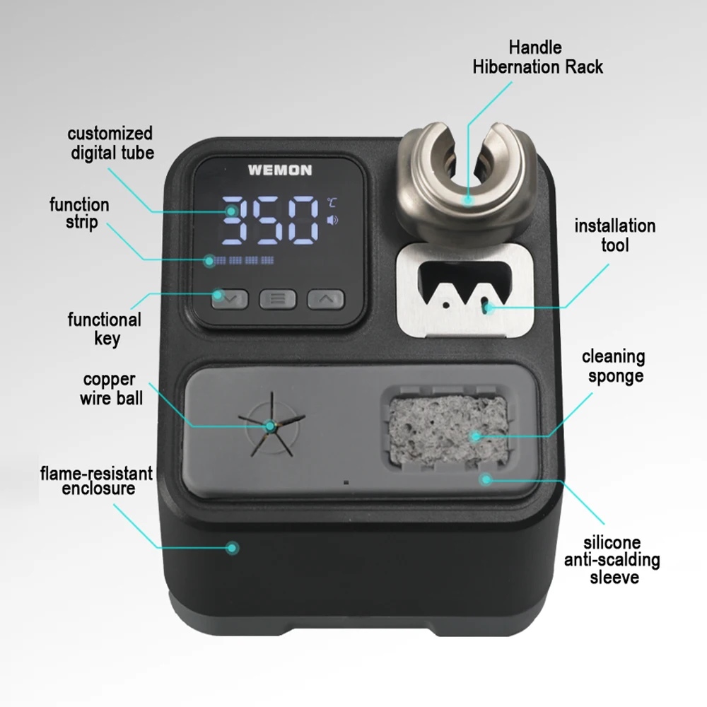 محطة لحام WEMON K21A 100-480 °   علبة ذوبان 2S قابلة للتعديل لمقبض محطة إعادة صياغة اللحام الإلكترونية الدقيقة T210
