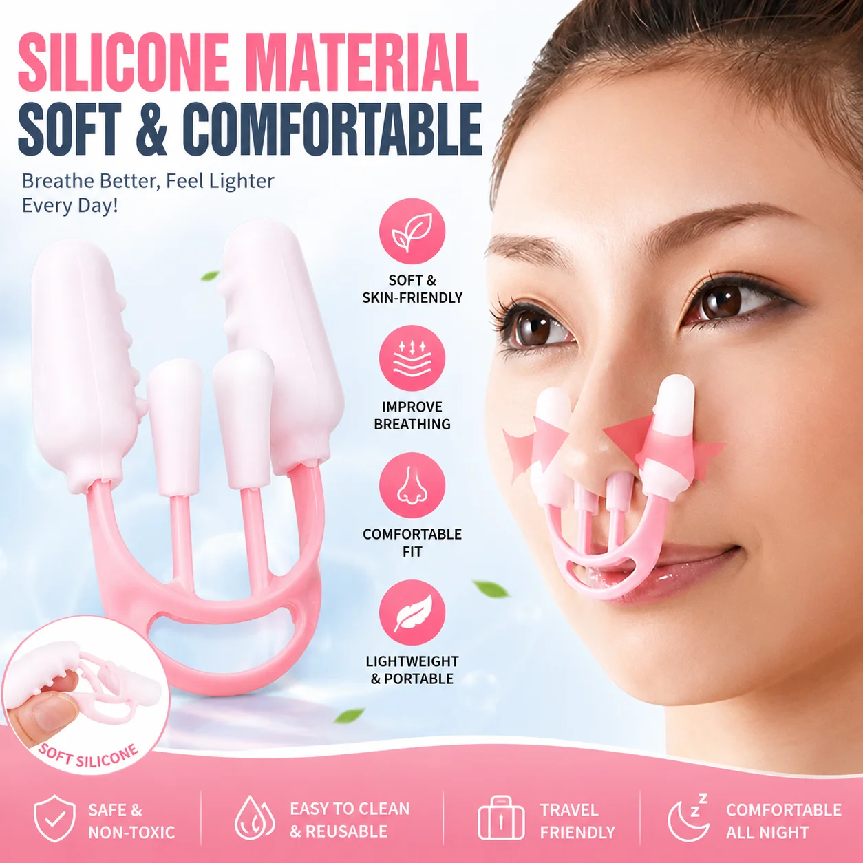 Soft Nose Shaper Corrector Nose Lifting Clip Invisible Nose Up Beauty Tool Nose Bridge Shaping Massager Beauty Gadget Reusable