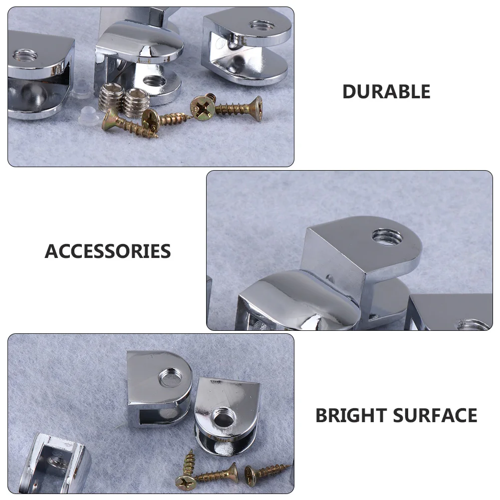 

6pcs Glass Shelf Brackets Zinc Alloy Adjustable Clips Clamps for Bathroom Display Mounting Durable Easy Install