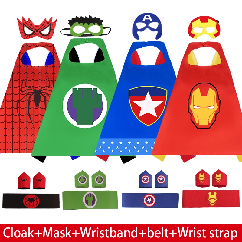 

Superhero Iron Man Capes Kids Cartoon Dress Up Party Cape with Belt Wrist Supplies Easter for 3-10 Year Old Boy Gifts