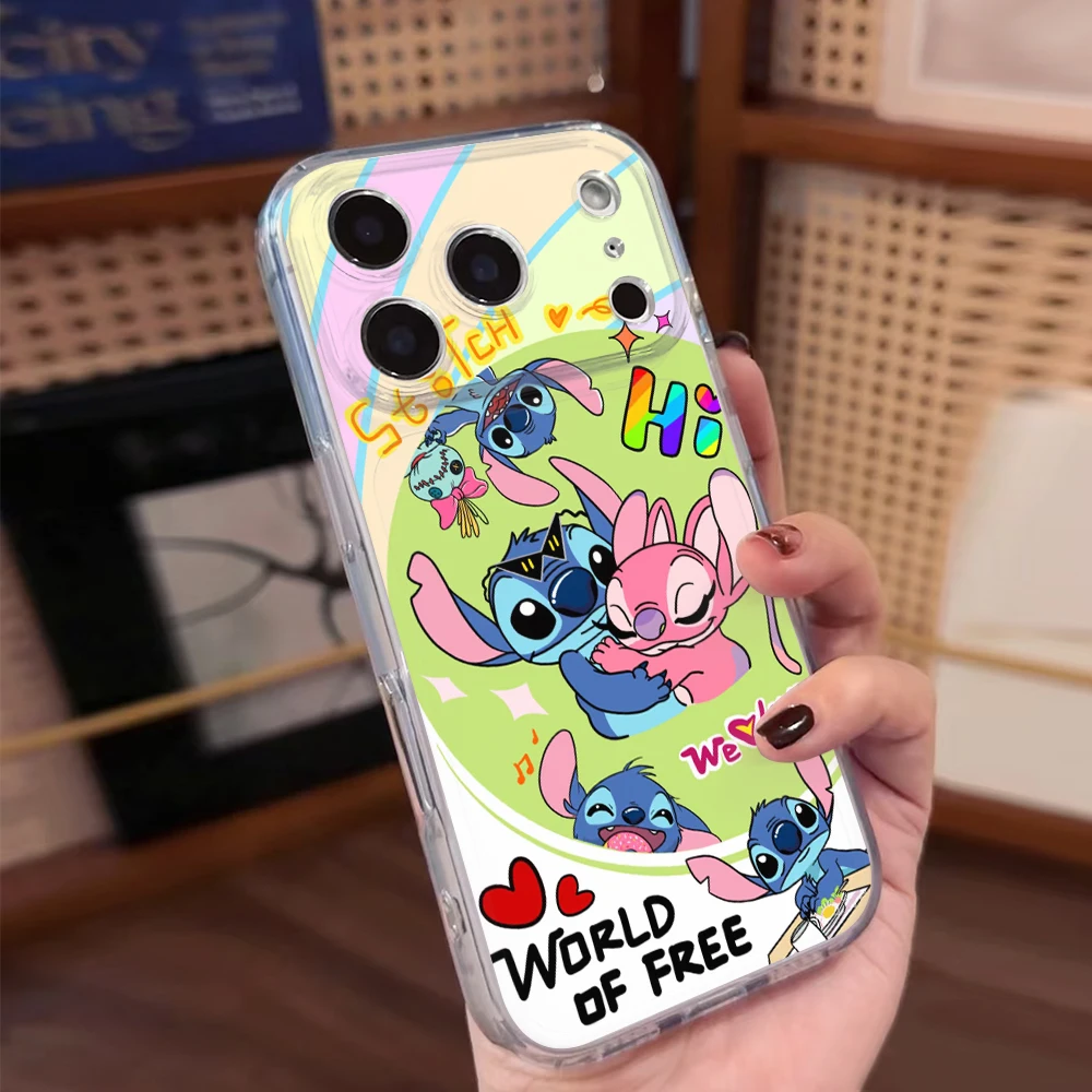 

Disney Lilo & Stitch Couples Phone Case For IPhone 17 16 15 14 13 12 11 PROMAX Casing Silicone Transparent TPU Soft Shell Cove