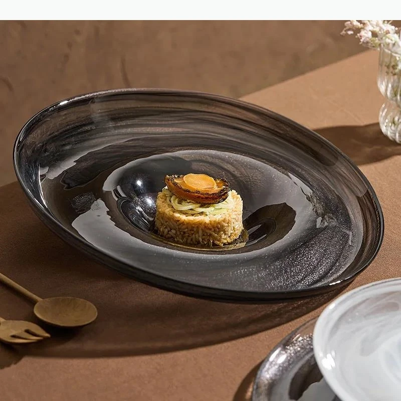 

Необычная стеклянная посуда, десертная тарелка, сервировочная тарелка, блюдо для макарон, блюдо для закусок, тарелки для суши, ресторан, молекулярная кухня