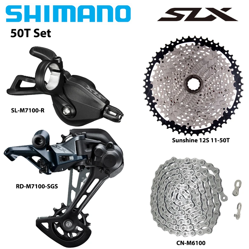 SHIMANO Deore SLX M7100 1X12S Groepset Versnellingspook Achterderailleur M6100 Keten SUNSHINE HG Cassette 12S 46T 50T 52T Fietsonderdelen