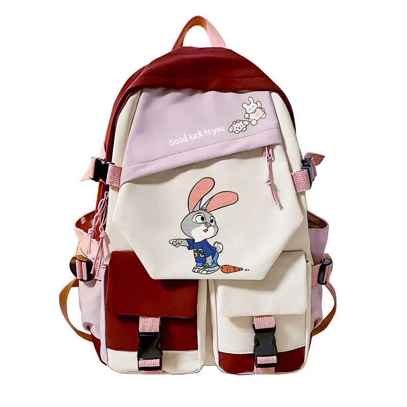 Cute Disney Zootopia Judy creative cartoon pattern simple and fashionable large-capacity lightweight portable canvas backpack