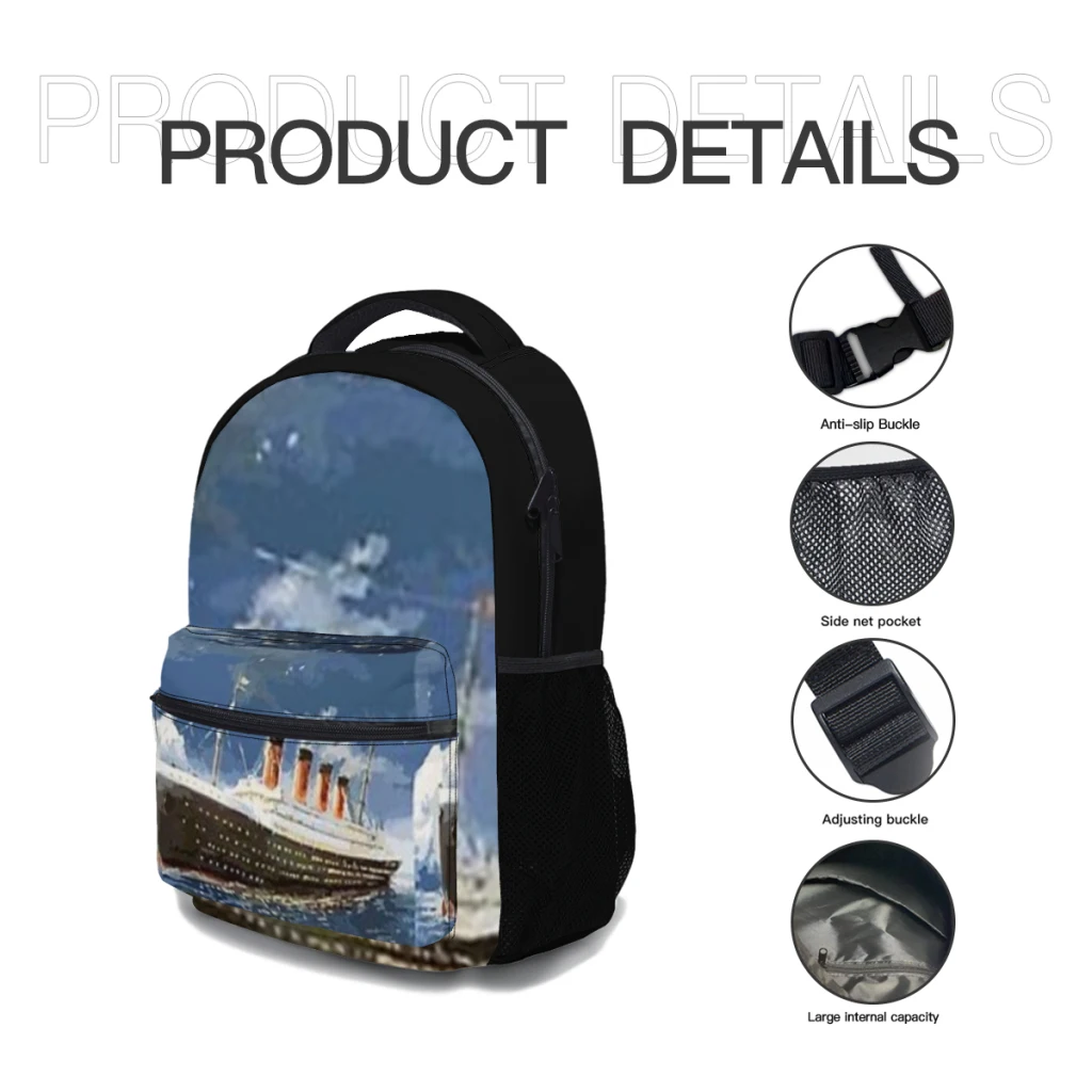 New Fashionable  The most popular ship of all times, Titanic. Backpack Bag Large Capacity Trendy Book Bag17inch