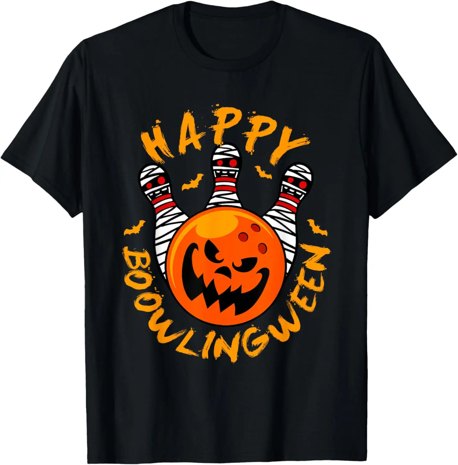 Bowling Halloween Jack-O-Lantern Bowling Ball Mummy Pins T-Shirt