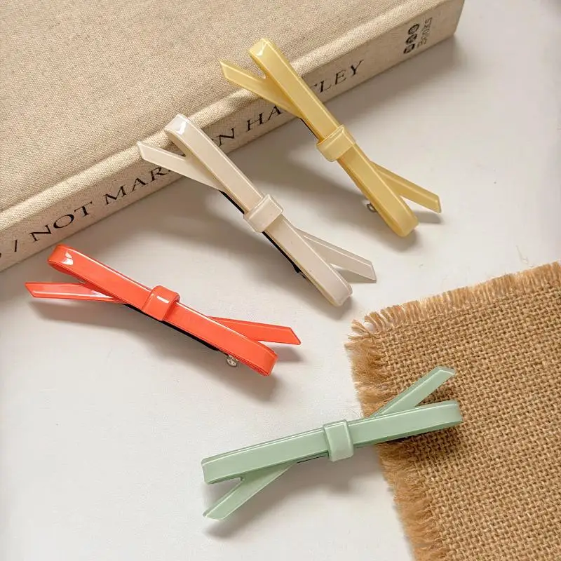 Acetate Bow Hair Barrette For Women Korean French Spring Clip Colorful Non Slip Hairpin Elegant Retro Hair Accessories For Girl