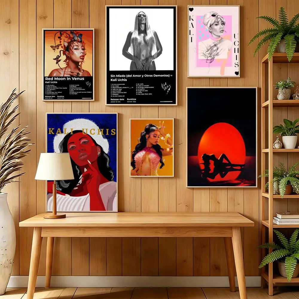 Kali U-Uchis Latest Music Album Cover Poster HD Self Adhesive Wall Mural Stickers Decals for Bedroom Living Room Home Decor Gift