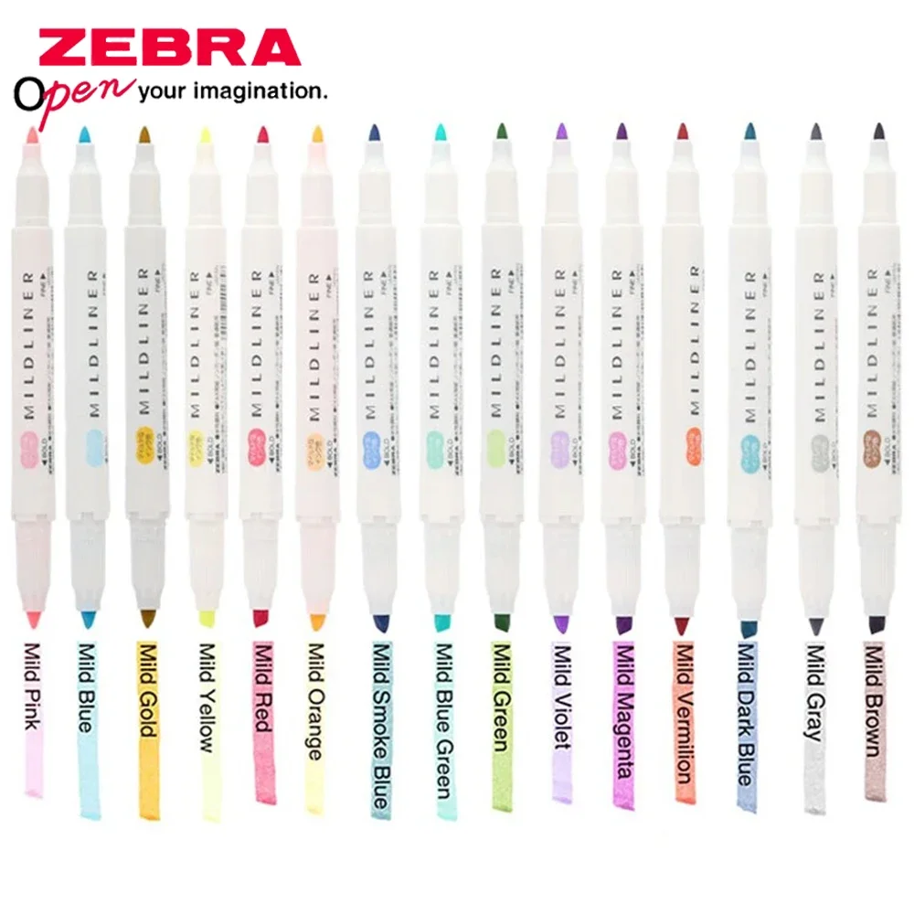 1PC Japan ZEBRA WKT7 New Mild Liner Double Tip Highlighter Color Markers Kawaii Stationery Back To School Highlighter Pen