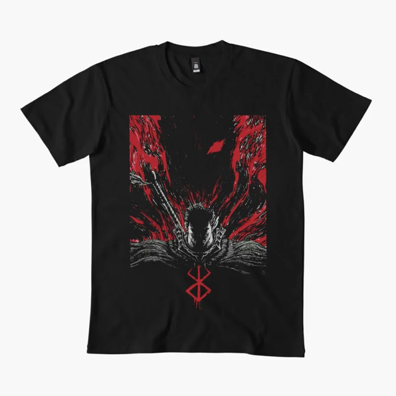 

0325 Guts Berserk Japanese Anime Gift t shirt 100% cotton print clothing Swordsman Manga Graphic Tee Y2K clothes Large size Tops