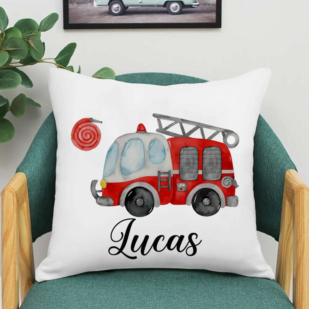 Customize Personalized Tractor Pattern Throw Pillow, Cartoon Farm-themed Decorative Cushion, Printed with Fun Designs Such as Gr