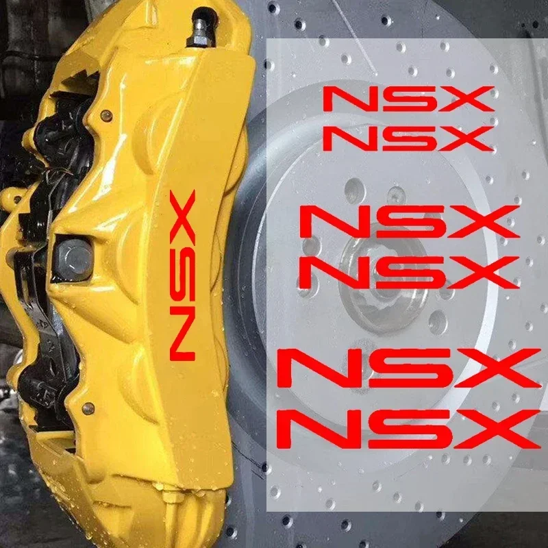 6pcs For Honda NSX Emblem Heat Resistant Car Brake Caliper Sticker Waterproof Wheel Vinyl Decals Modification Accessories