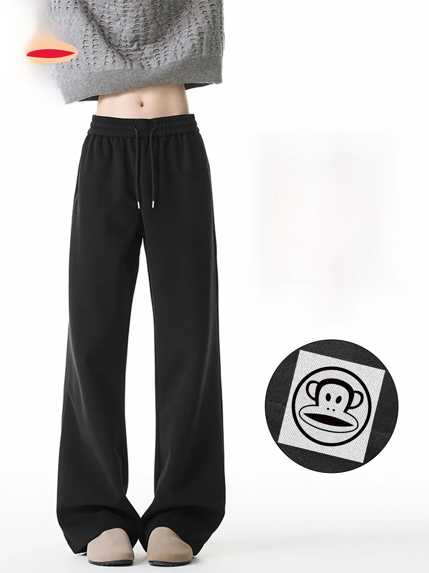 

PaulFrank American Sle Loose Straight Leg Casual Pants Men's Bla Spring Slimming Spor Sweatpants Youth Trend