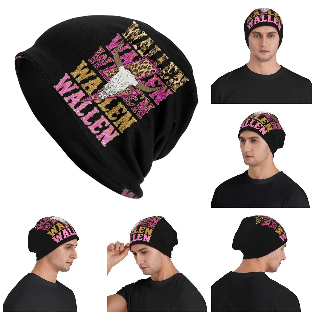 

Morgan Wallen Bull Skull Warm Knitted Cap Hip Hop Bonnet Hat Autumn Winter Outdoor Beanies Hats for Men Women Adult