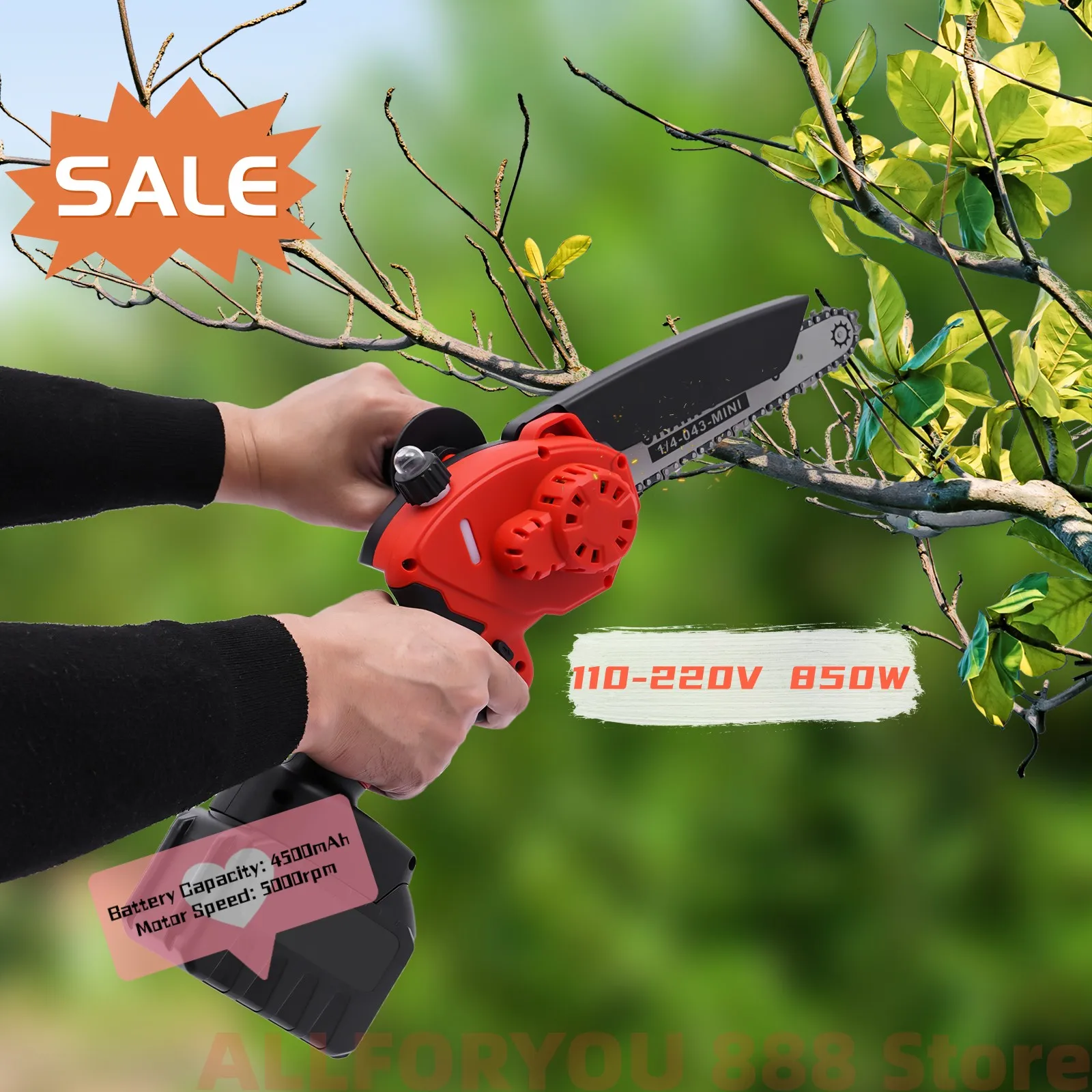 8 Inch Mini Brushless Chainsaw Battery Powered Auto-Oil System Portable Chain Saw for Wood Cutting Garden Pruning