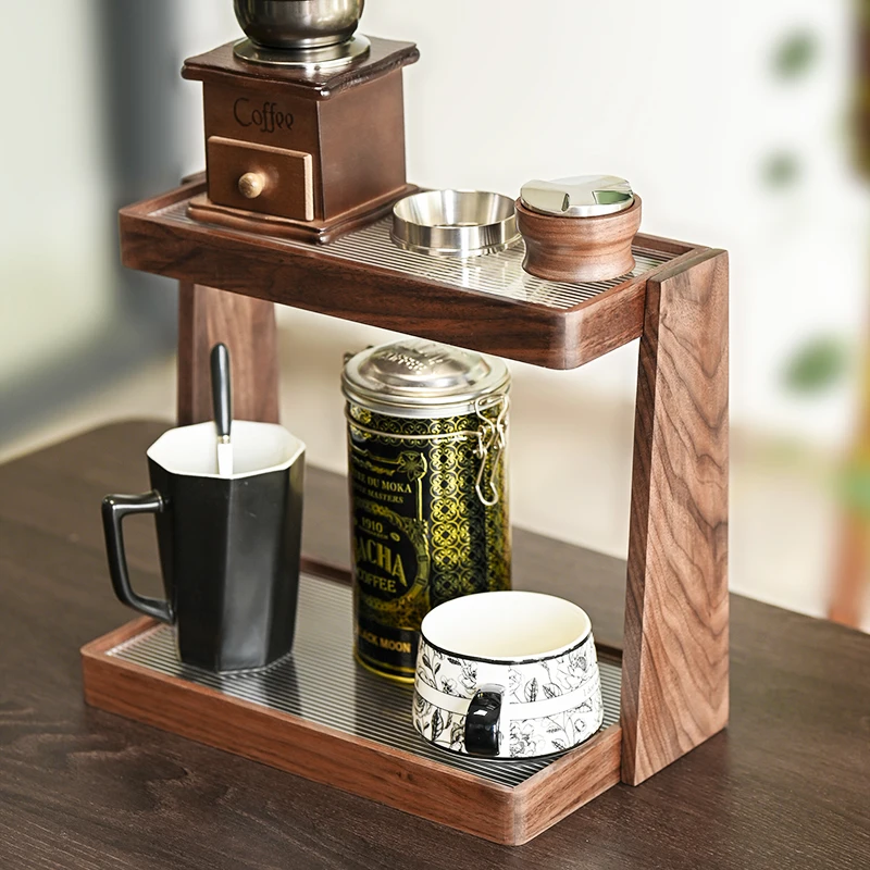 

Cup storage rack, black walnut solid wood mug, water cup rack, coffee machine, premium light luxury storage rack