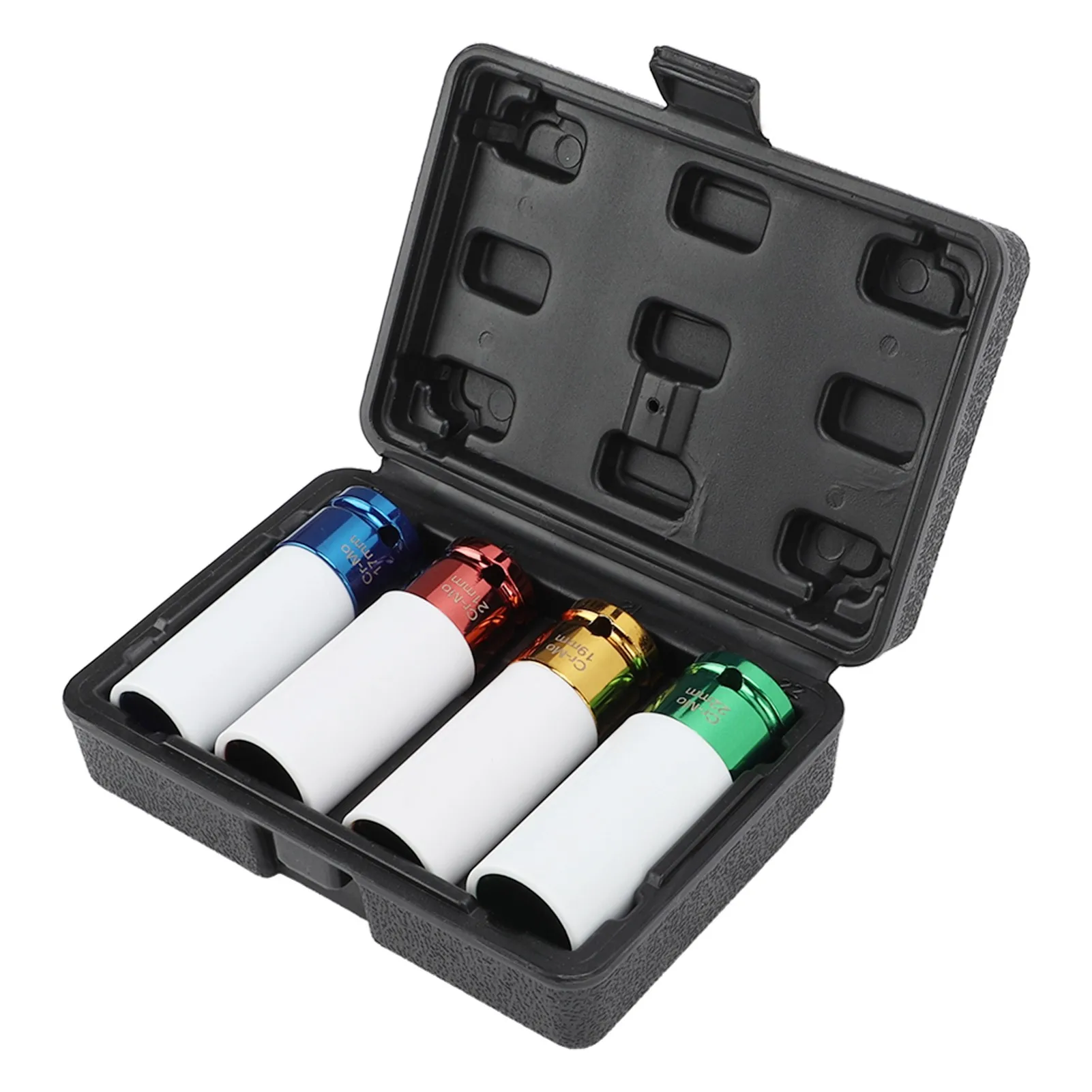 4PCS Metric 1/2in Wheel Lug Nut Drive Impact Socket 4 Colour Coded Scratch Proof for Repairing